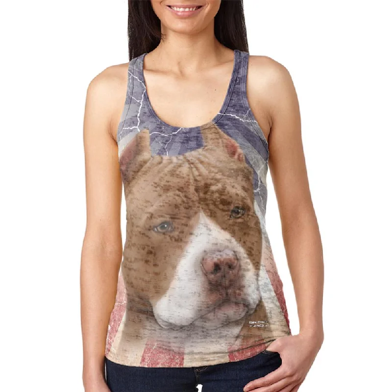 Pit Bull Terrier Live Forever Juniors Burnout Racerback Tank Top peach tank top