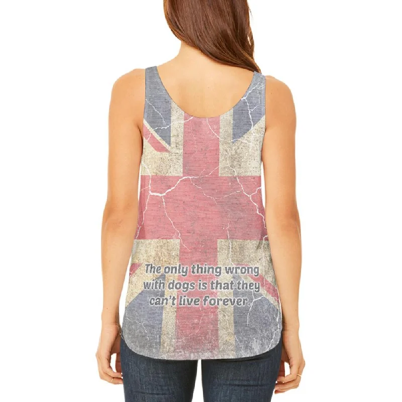 English Bulldog Union Jack Flag Live Forever Juniors Flowy Side Slit Tank Top seamless tank top