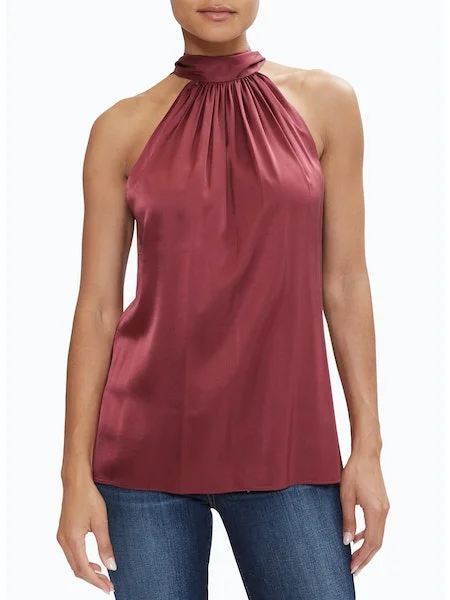 Lori High Neck Tank Top Cabernet - Ramy Brook bronze tank top