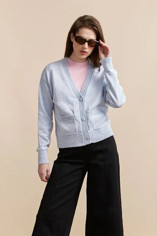 Oversized boucle cotton cardigan Fitted Slim Tailored
