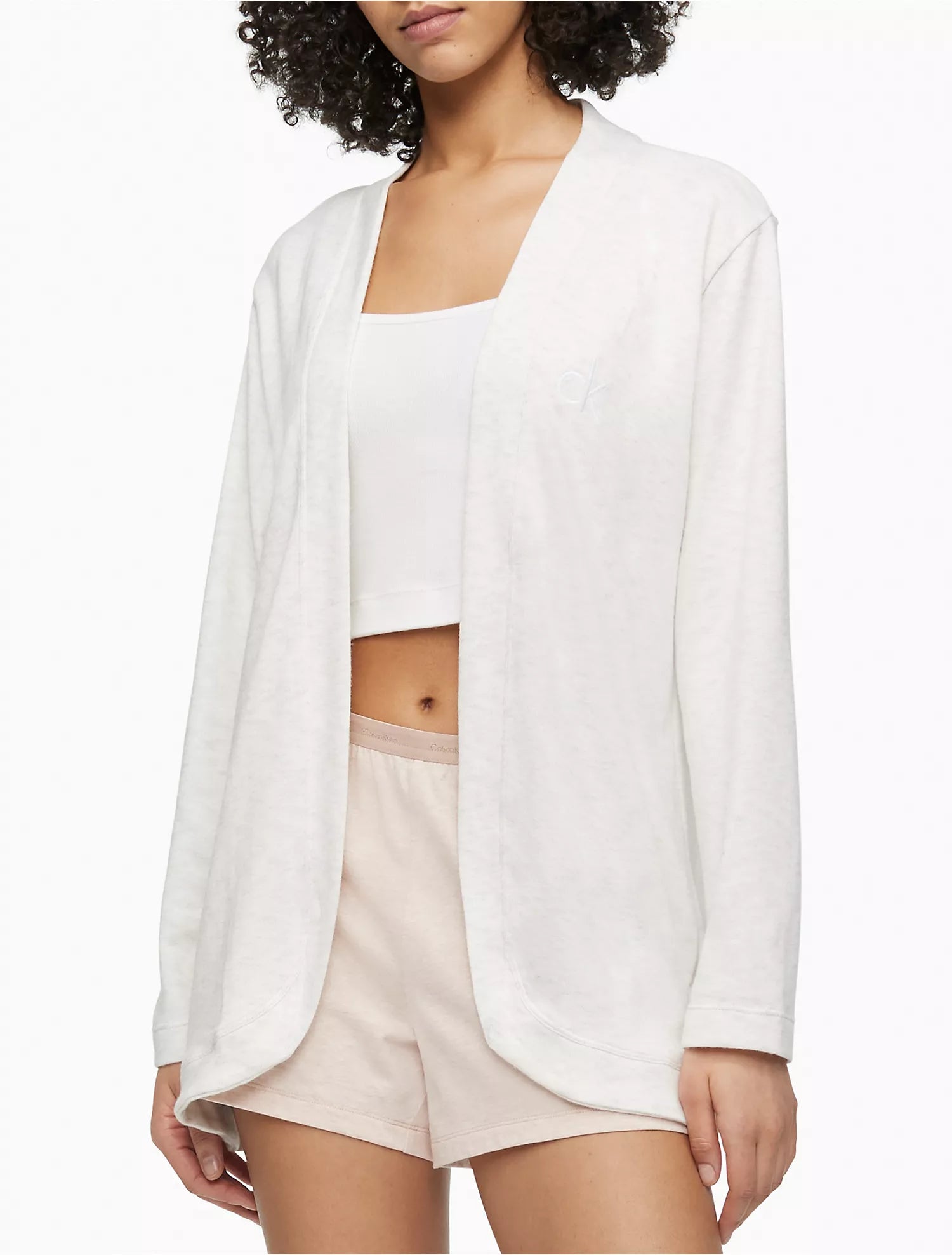 Calvin Klein Aurora Comfort CK Logo Open Front Cardigan - Women Welt Pockets Slit Pockets Flap Pockets Calvin Klein Aurora Comfort CK Logo Open Front Cardigan - Women Welt Pockets Slit Pockets Flap Pockets