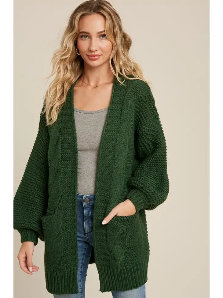 Chunky Cable Lantern Sleeve Cardigan- MULTIPLE COLORS Handmade Hand-knitted Hand-woven Chunky Cable Lantern Sleeve Cardigan- MULTIPLE COLORS Handmade Hand-knitted Hand-woven