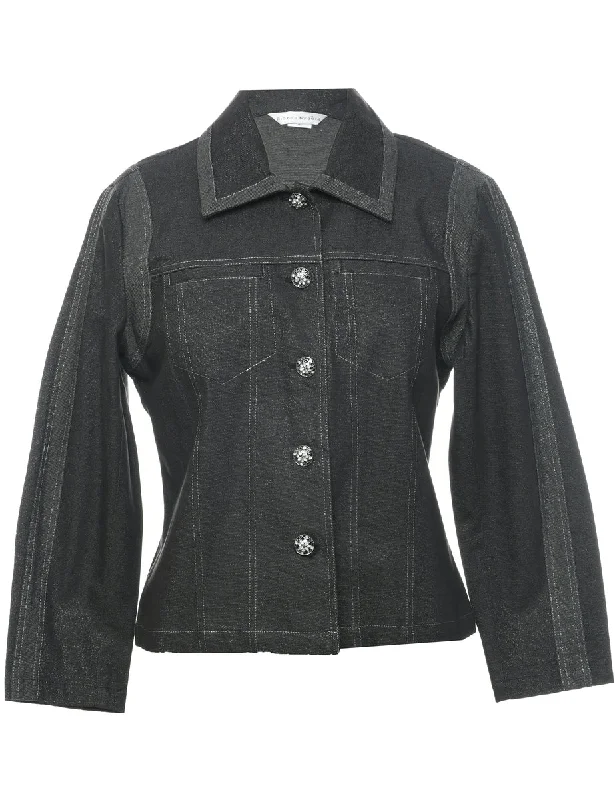 Black Denim Jacket - M Lace Jacket Ribbed Jacket Sequined Jacket