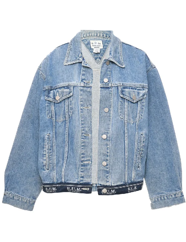 Button Front Denim Jacket - L Wool Jacket Cashmere Jacket Tweed Jacket