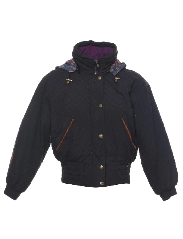 Black Nylon Jacket - M Print Jacket Jacquard Jacket Patchwork Jacket