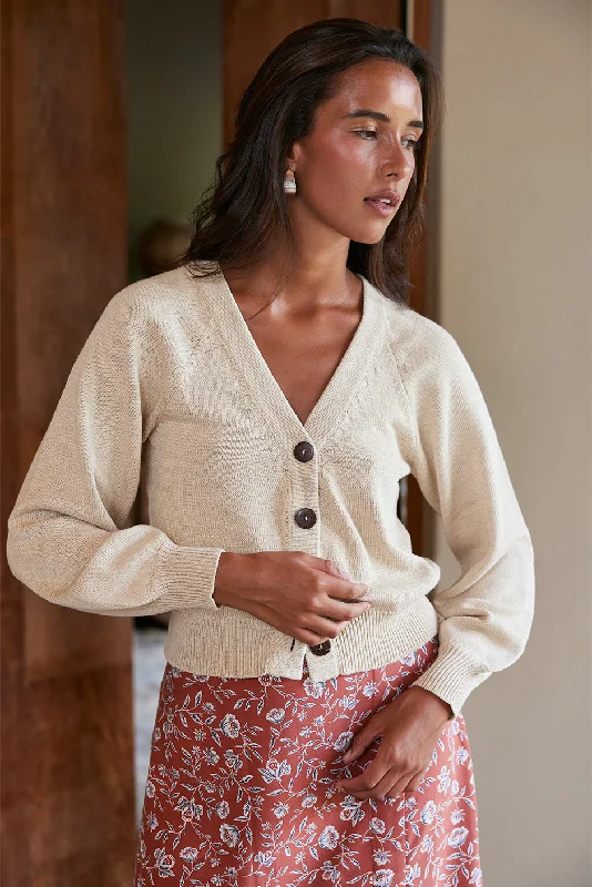 Greta Cardigan in Sand Casual Formal Business