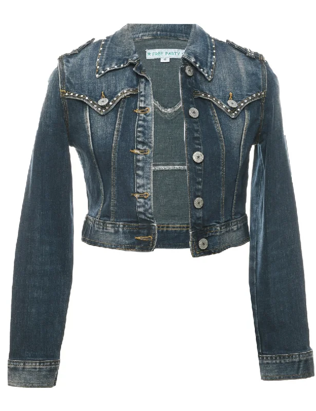 Button Front Denim Jacket - S Fleece Jacket Down Jacket Feather Jacket