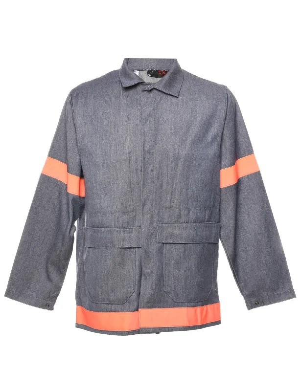 Medium Wash Workwear Jacket - M Snapped Jacket Toggled Jacket Drawstring Jacket