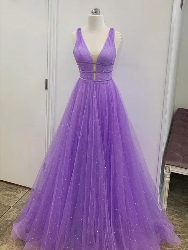 A Line V Neck Floor Length Purple Prom Dresses, V Neck Purple Long Formal Evening Dresses A Line V Neck Floor Length Purple Prom Dresses, V Neck Purple Long Formal Evening Dresses