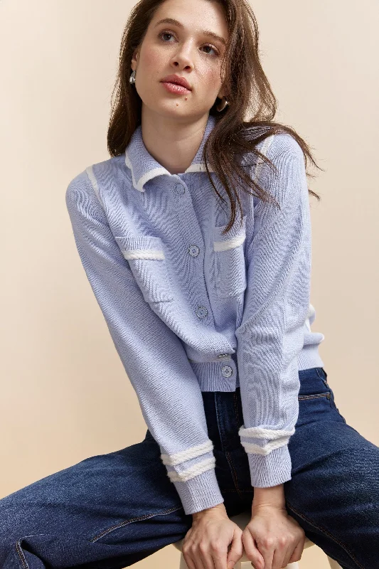 Point-collar cardigan Oversized Loose Flowy