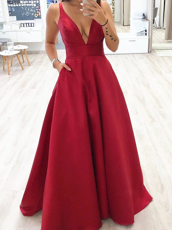 A Line V Neck Burgundy Long Prom Dresses, Burgundy V Neck Formal Evening Graduation Dresses A Line V Neck Burgundy Long Prom Dresses, Burgundy V Neck Formal Evening Graduation Dresses