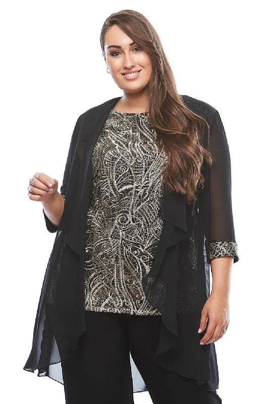 Joshua James Sequined top and Chiffon Jacket Notch Collar Peter Pan Collar Cowl Neck Joshua James Sequined top and Chiffon Jacket Notch Collar Peter Pan Collar Cowl Neck