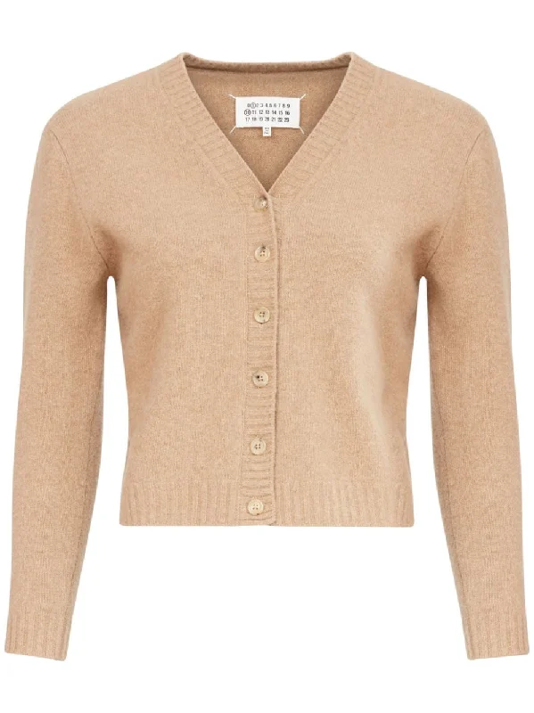 V-neck wool cardigan Print Jacquard Patchwork