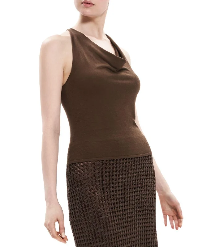 Cowl Racer Tank Pecan - Theory Women seamless tank top