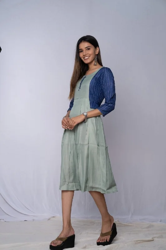 WOK Pleated Kurti Dress with attached Jacket Appliqued Jacket Beaded Jacket Sequined Jacket WOK Pleated Kurti Dress with attached Jacket Appliqued Jacket Beaded Jacket Sequined Jacket