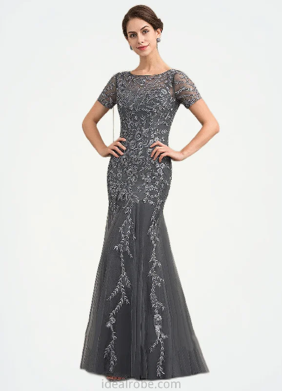 Jayleen Trumpet/Mermaid Scoop Neck Floor-Length Tulle Lace Mother of the Bride Dress With Beading Sequins STK126P0014767 Jayleen Trumpet/Mermaid Scoop Neck Floor-Length Tulle Lace Mother of the Bride Dress With Beading Sequins STK126P0014767