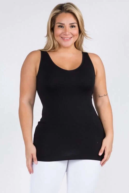 Reversible Seamless Tank in Black - Curvy breathable tank top