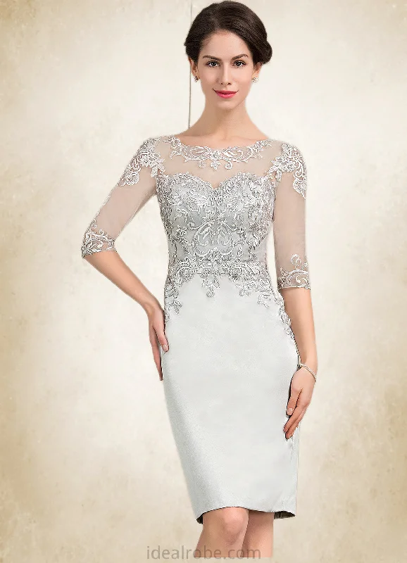 Audrey Sheath/Column Scoop Neck Knee-Length Satin Lace Mother of the Bride Dress STK126P0014762 Audrey Sheath/Column Scoop Neck Knee-Length Satin Lace Mother of the Bride Dress STK126P0014762