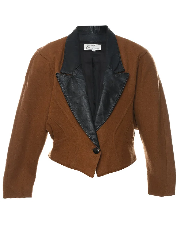 Brown & Black 1980s Contrast Jacket - L Tailored Jacket Straight Jacket A-Line Jacket