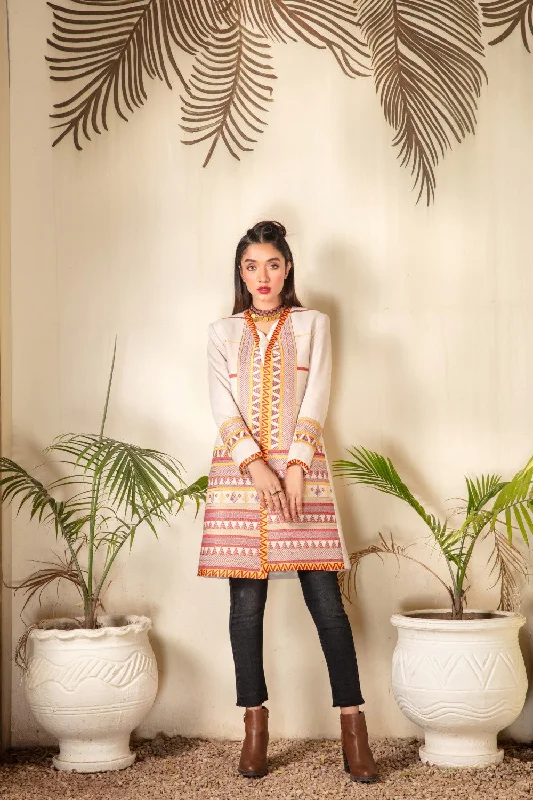 1 PC Stitched | Cotton Emborided long Jacket Cardigan Sweater Pullover