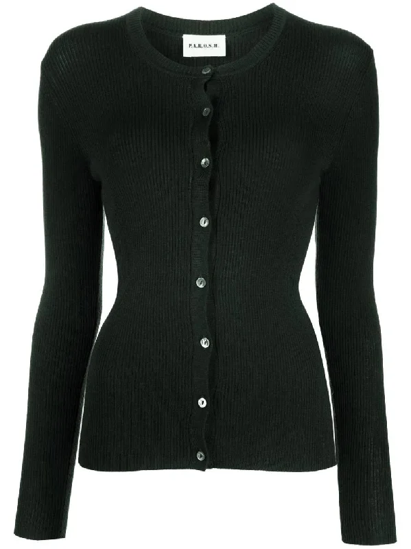 PAROSH ribbed-knit wool cardigan Lace Blend Ribbed Blend Corduroy Blend
