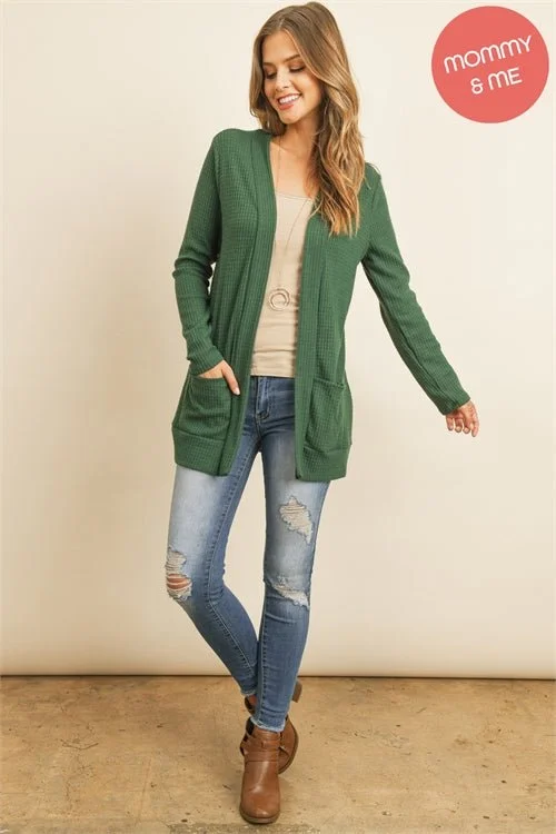 ALL SIZES- Women's Waffle Knit Cardigan: MULTIPLE COLORS Seamless Knitted Crochet