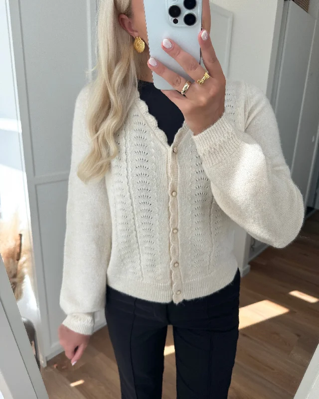 Vero Moda cardigan eleanor ls v-neck birch/w. melange Spandex Rayon Corduroy