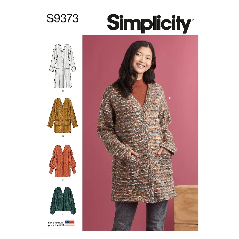 Simplicity Pattern 9373 Misses Knit Cardigans Solid Color Striped Floral Print