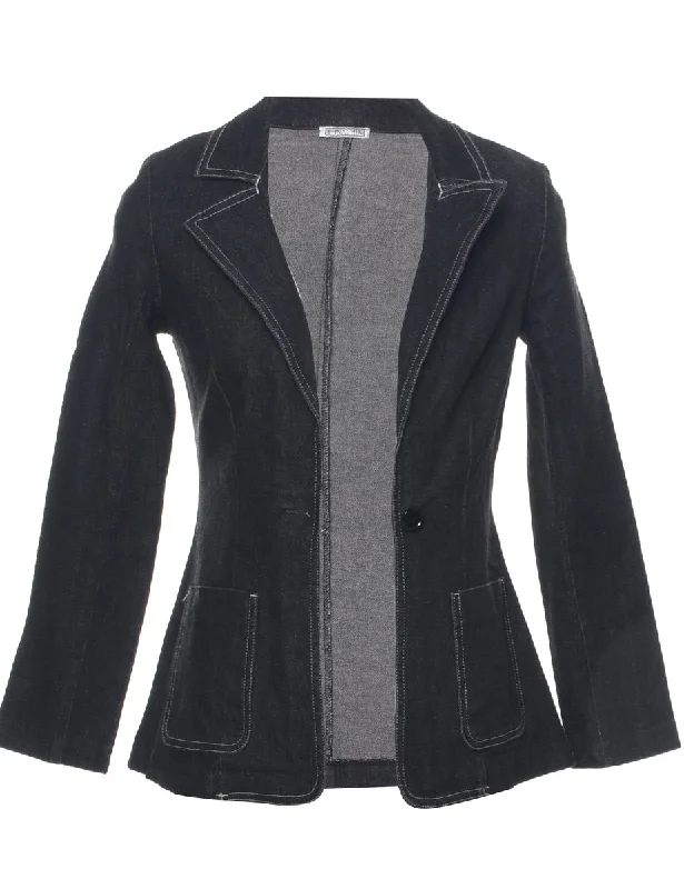Dark Grey Denim Jacket - S Nylon Fabric Polyester Fabric Spandex Fabric