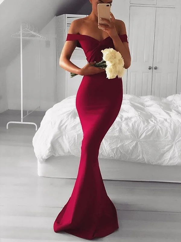 Custom Made Off Shoulder Burgundy Mermaid Prom Dresses, Burgundy Formal Dresses, Mermaid Evening Dresses Custom Made Off Shoulder Burgundy Mermaid Prom Dresses, Burgundy Formal Dresses, Mermaid Evening Dresses