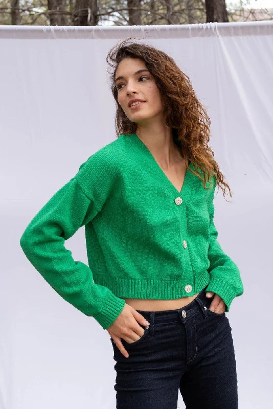 Diana Cardigan in Emerald Embroidered Appliqued Beaded