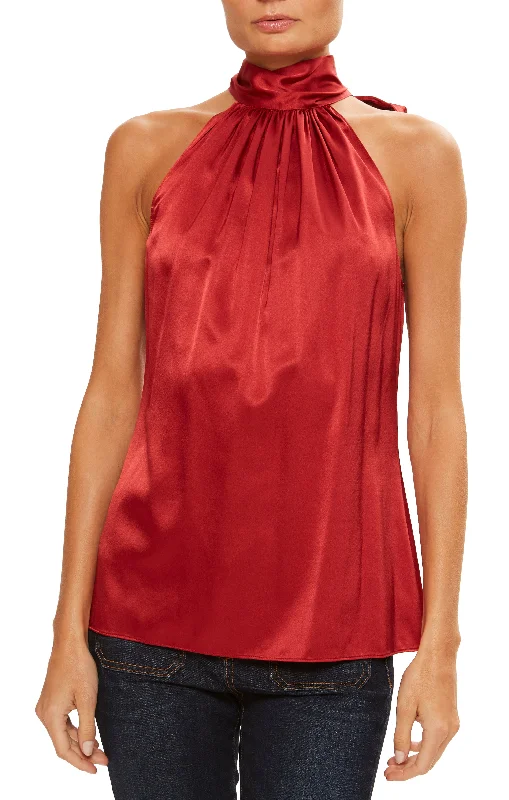 Lori High Neck Tank Top Ruby - Ramy Brook lace tank top