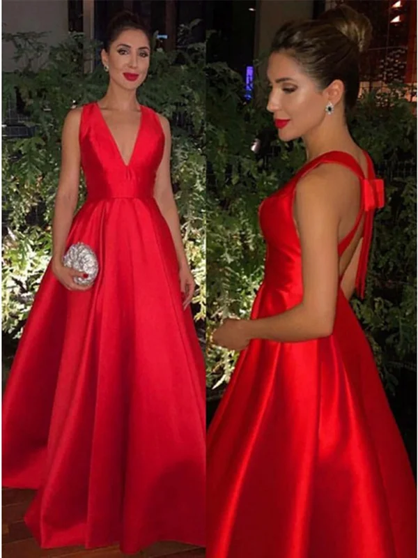 A Line V Neck Red Long Prom Dress with Cross Back, Floor Length Red V Neck Evening Dresses Graduation Dresses A Line V Neck Red Long Prom Dress with Cross Back, Floor Length Red V Neck Evening Dresses Graduation Dresses