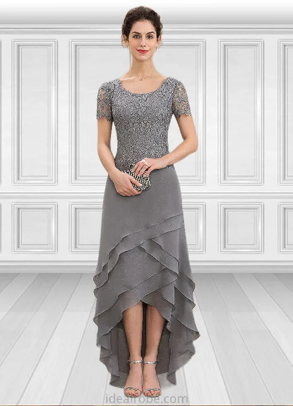 Lauryn A-Line Scoop Neck Asymmetrical Chiffon Lace Mother of the Bride Dress With Cascading Ruffles STK126P0014757 Lauryn A-Line Scoop Neck Asymmetrical Chiffon Lace Mother of the Bride Dress With Cascading Ruffles STK126P0014757