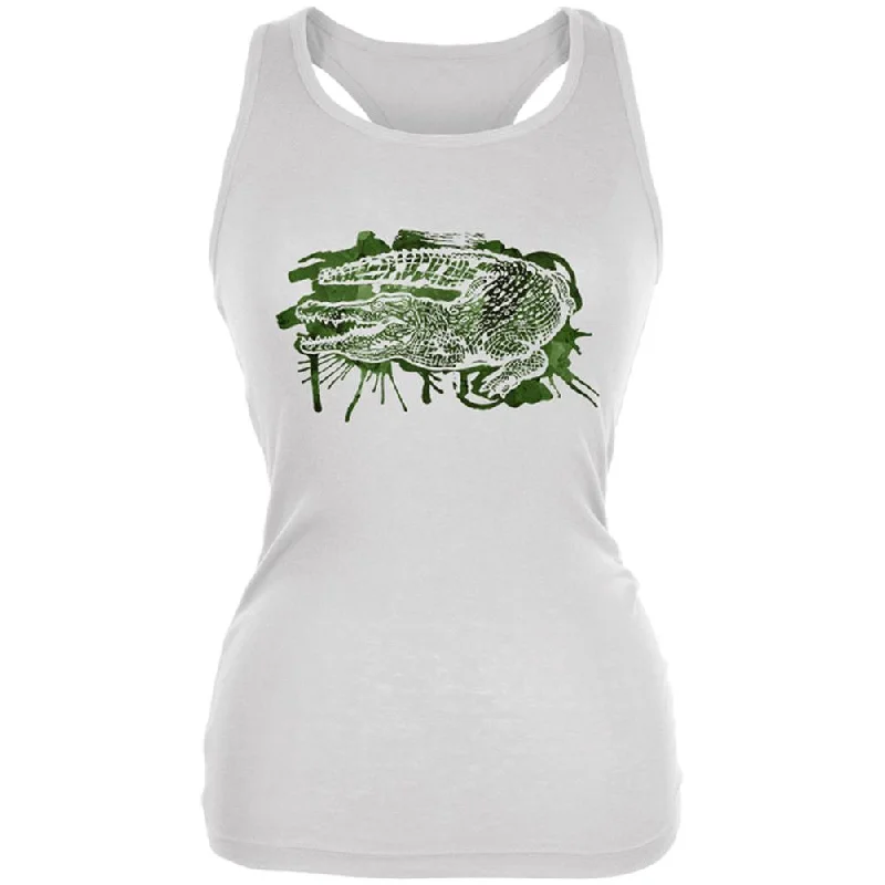 Alligator Swamp Water Splatter Juniors Soft Tank Top sheer tank top