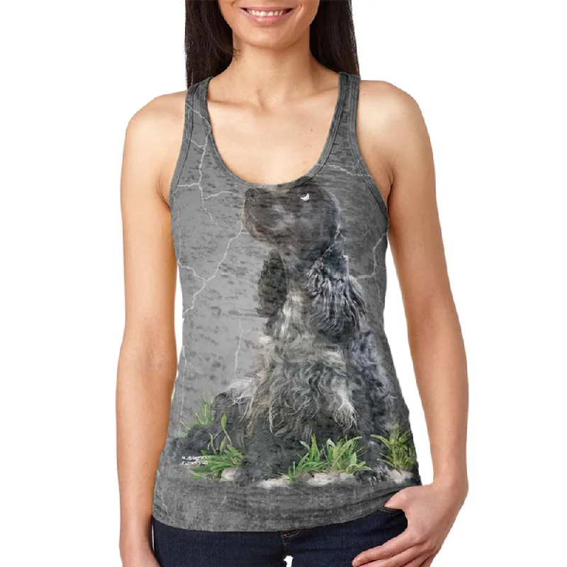 English Cocker Spaniel Live Forever Juniors Burnout Racerback Tank Top gold tank top