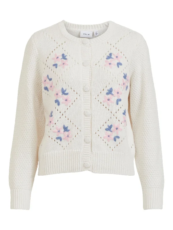 Vila Rosel - Cardigan m. broderi Cardigan Knitwear Sweater