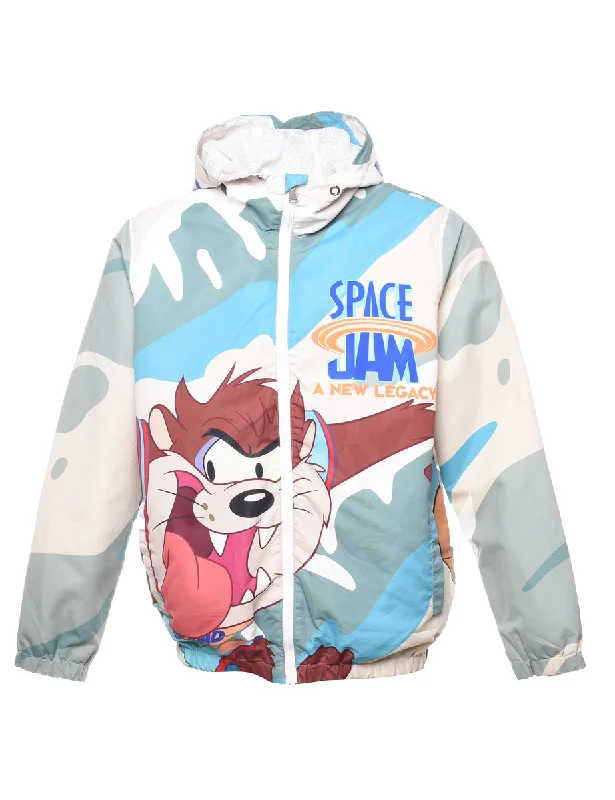 Looney Tunes Multi-Colour Zip-Front 1990s Jacket - M Print Jacket Jacquard Jacket Patchwork Jacket Looney Tunes Multi-Colour Zip-Front 1990s Jacket - M Print Jacket Jacquard Jacket Patchwork Jacket
