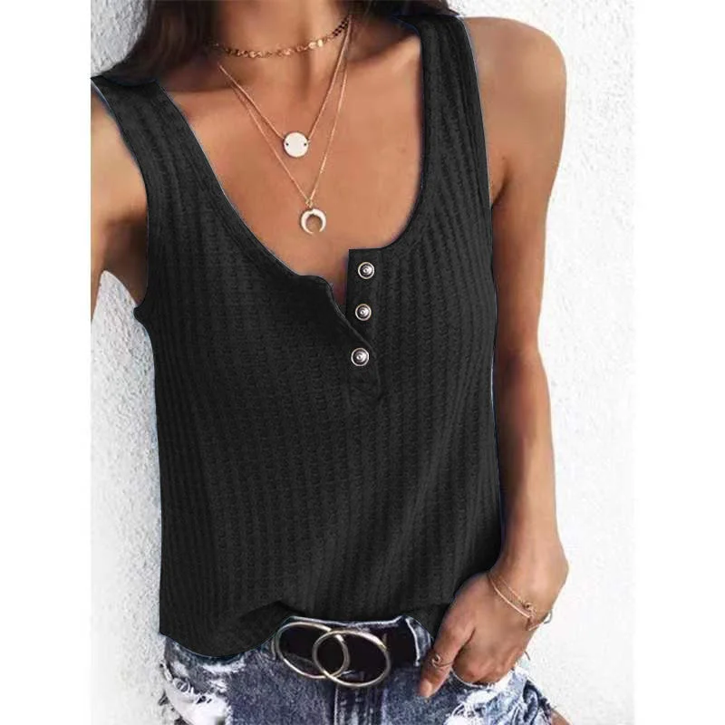 Summer U Neck Sleeveless Tank Tops print tank top