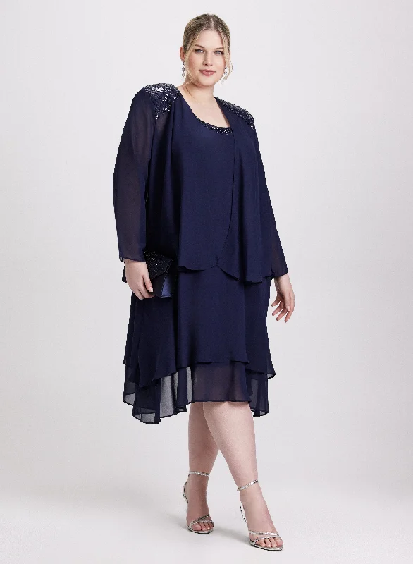 Chiffon Midi Dress & Jacket Set Corduroy Jacket Velvet Jacket Brocade Jacket
