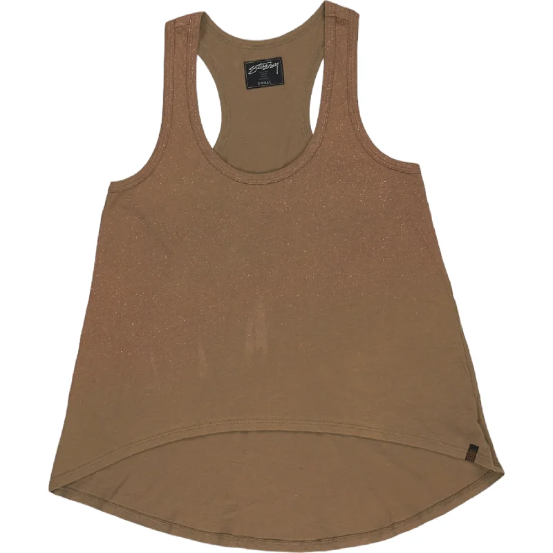 Stussy Brown Sparkly Tank Top high neck tank