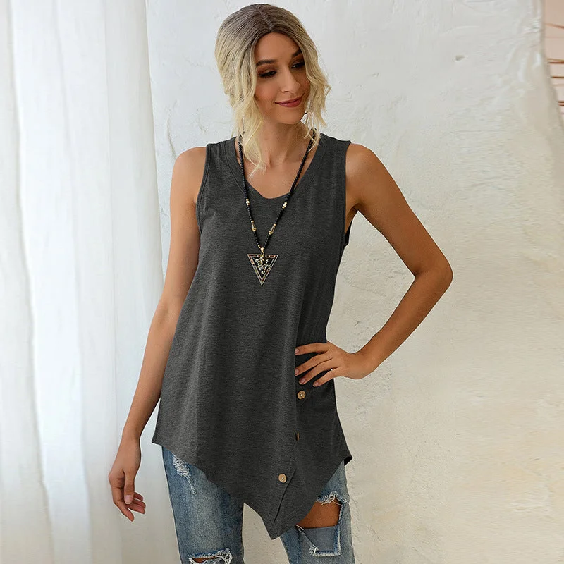 Sexy Sleeveless Irregular Tank Tops for Women low neck tank