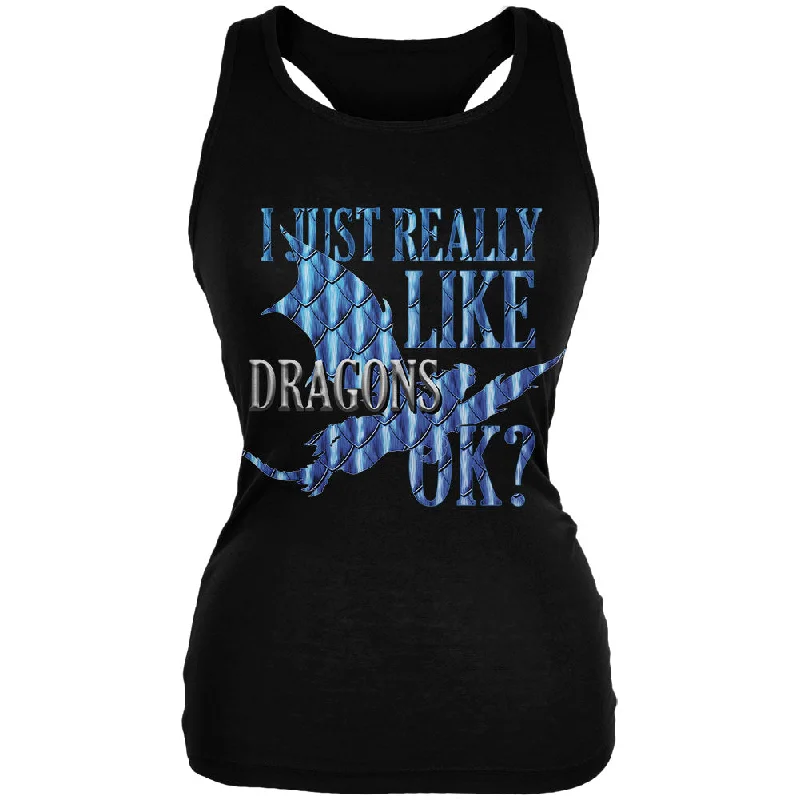I Just Really Like Dragons Ok Scales Juniors Soft Tank Top pastel tank top