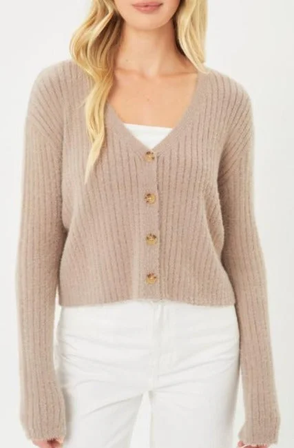 Button Up Fuzzy Cardigan Neon metallic Matte