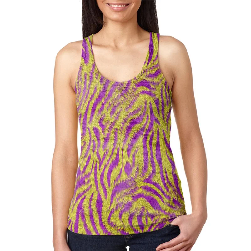 Mardi Gras Cajun Tiger Costume Juniors Burnout Racerback Tank Top breathable tank top