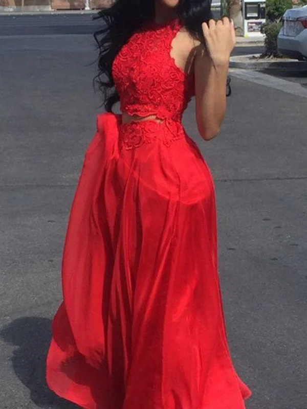 A Line 2 Pieces Red Lace Prom Dresses, Red 2 Pieces Lace Formal Graduation Evening Dresses A Line 2 Pieces Red Lace Prom Dresses, Red 2 Pieces Lace Formal Graduation Evening Dresses