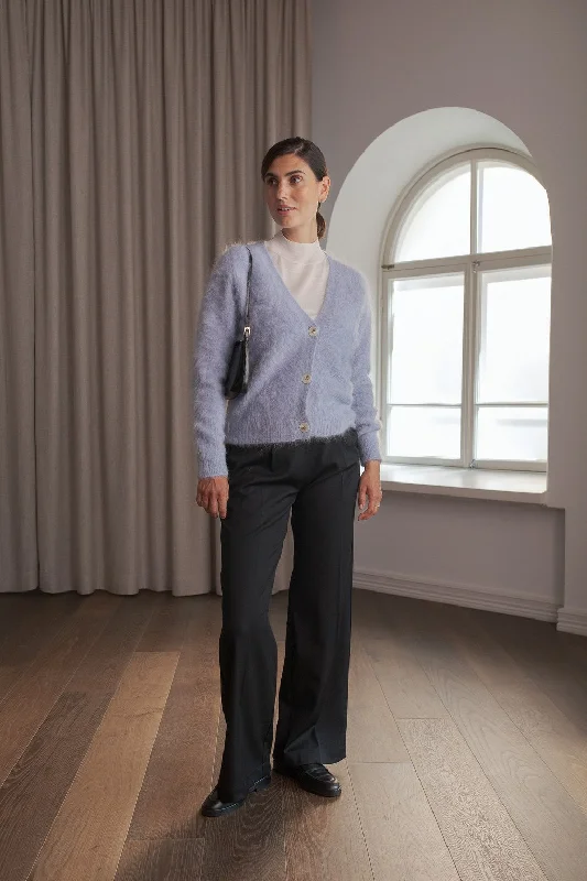 Alia Alpaca Blend Button Cardigan  Light blue Fitted Loose Oversized