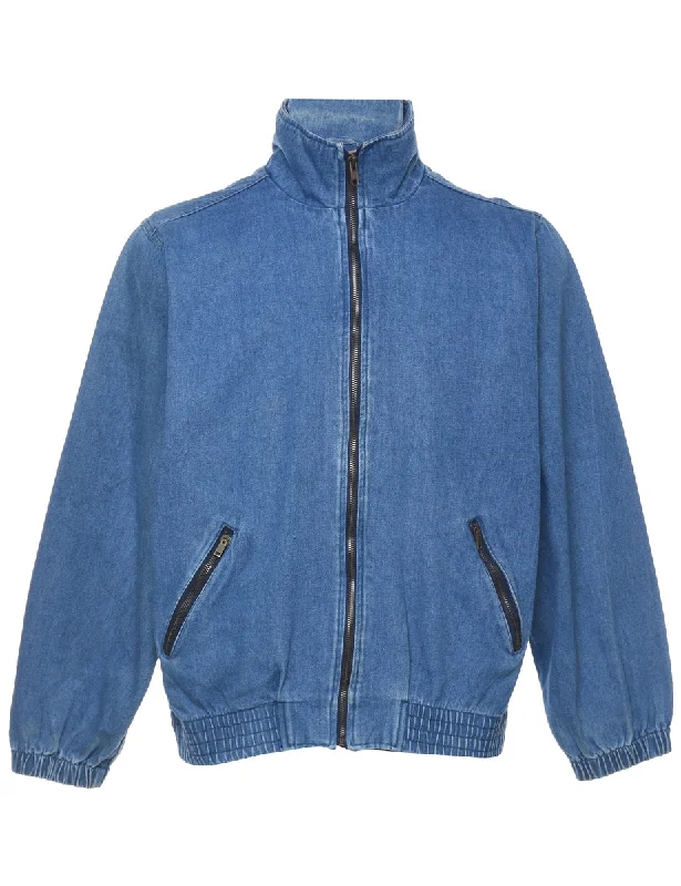 Medium Wash Denim Jacket - S Herringbone Jacket Houndstooth Jacket Plaid Jacket