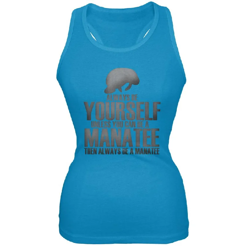 Always Be Yourself Manatee Pale Blue Juniors Soft Tank Top summer tank top