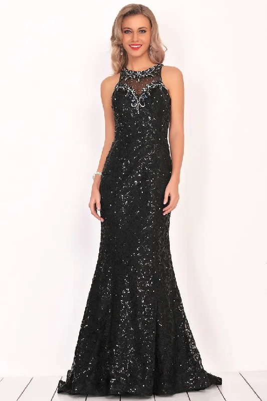 Scoop Lace With Beading Mermaid Sweep Train Prom Dresses